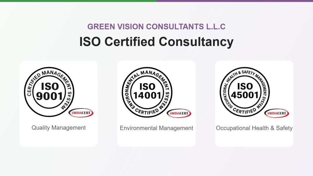 Green Vision Consultants L.L.C ISO 9001, ISO 14001 and ISO 45001 certified